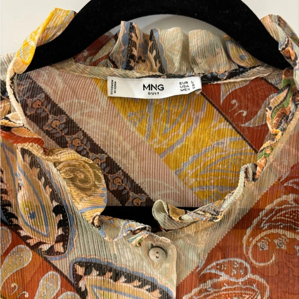 Mango Multicolor Paisley Ruffle Blouse - Picture 4 of 5